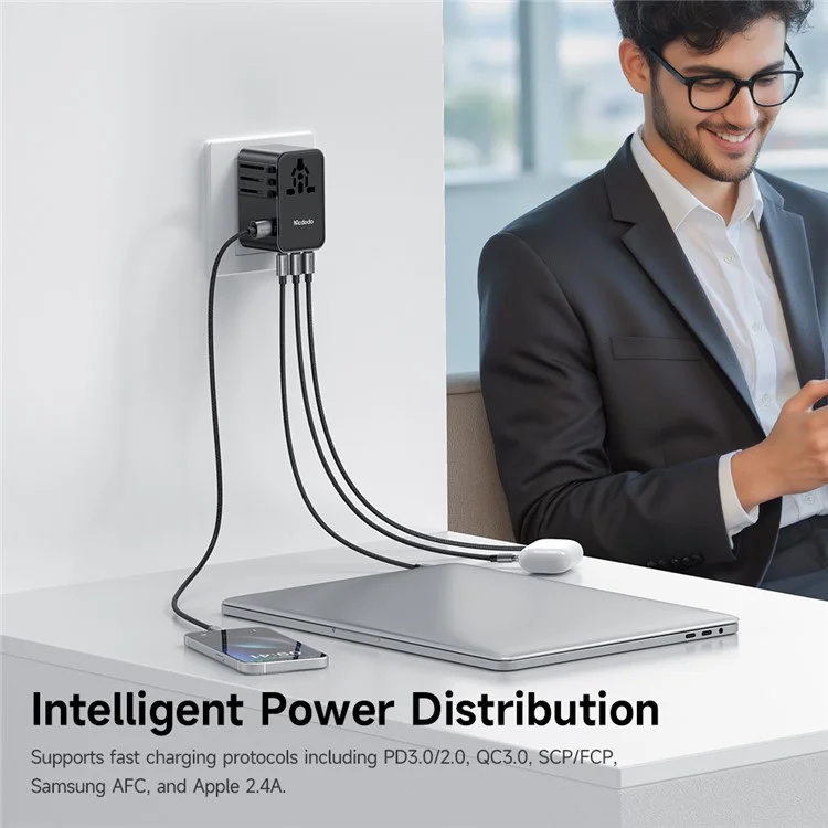 MCDODO CP-6140 MDD G5 Series 100W Universal Travel Adapter Charger 3 USB-C + USB-A Wall Charger Set with Type-C Cable