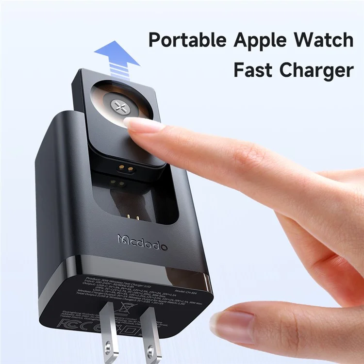 MCDODO CH-5040 MDD 2 in 1 Wall Charger with Watch Wireless Charging Portable Travel Charger 30W USB-A / USB-C - US Plug