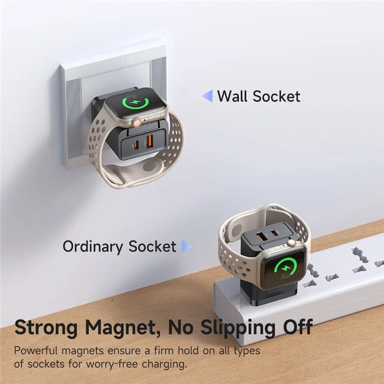 MCDODO CH-5040 MDD 2 in 1 Wall Charger with Watch Wireless Charging Portable Travel Charger 30W USB-A / USB-C - US Plug