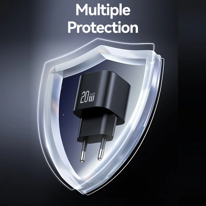 Carregador Rápido USAMS CC260 20W GaN Mini Adaptador de Energia Tipo-C para Carregamento Rápido - Plug Europeu