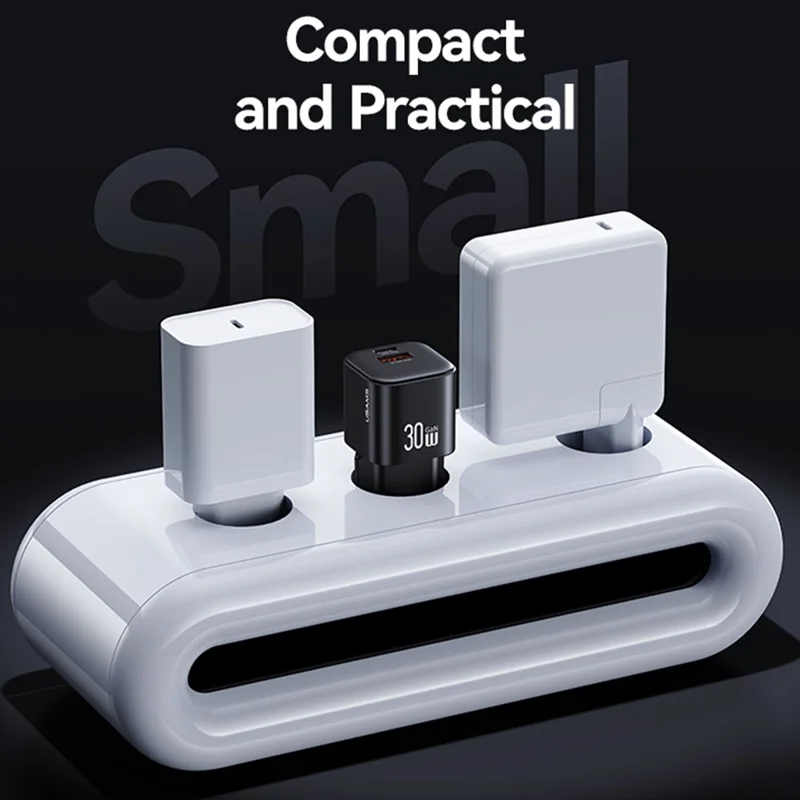 USAMS CC263 30W GaN Charger Dual Port USB-C + USB-A Fast Charging Mini Adapter for Travel / Home Use