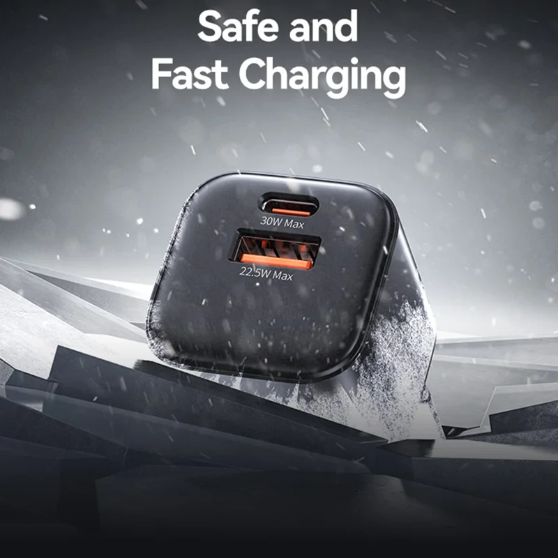 USAMS CC263 30W GaN Charger Dual Port USB-C + USB-A Fast Charging Mini Adapter for Travel / Home Use