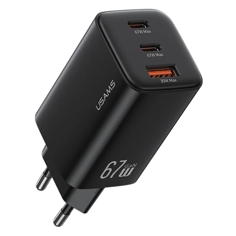 USAMS CC265 67Вт GaN-зарядное устройство с быстрой зарядкой, 3 USB-порта, сетевой адаптер - евровилка