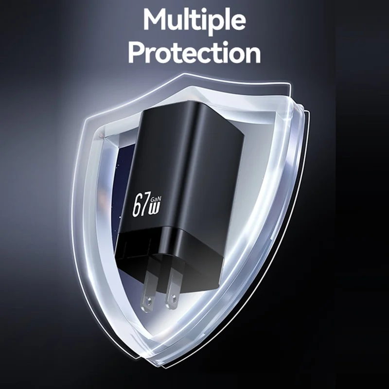 USAMS CC265 67Вт GaN-зарядное устройство с быстрой зарядкой, 3 USB-порта, сетевой адаптер - евровилка