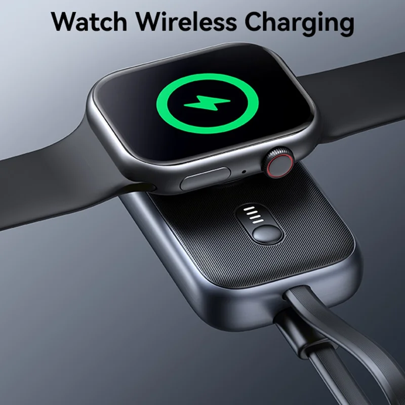 Chargeur sans fil USAMS CD245 pour montre avec Batterie externe 1200mAh et Câble Type-C intégré - Charge rapide 2,5W - Finition Oxydée