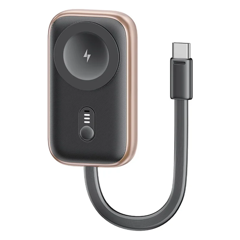 USAMS CD245 Chargeur sans fil pour montre Batterie externe 1200mAh avec Câble Type-C intégré Charge rapide 2,5W - Or désert