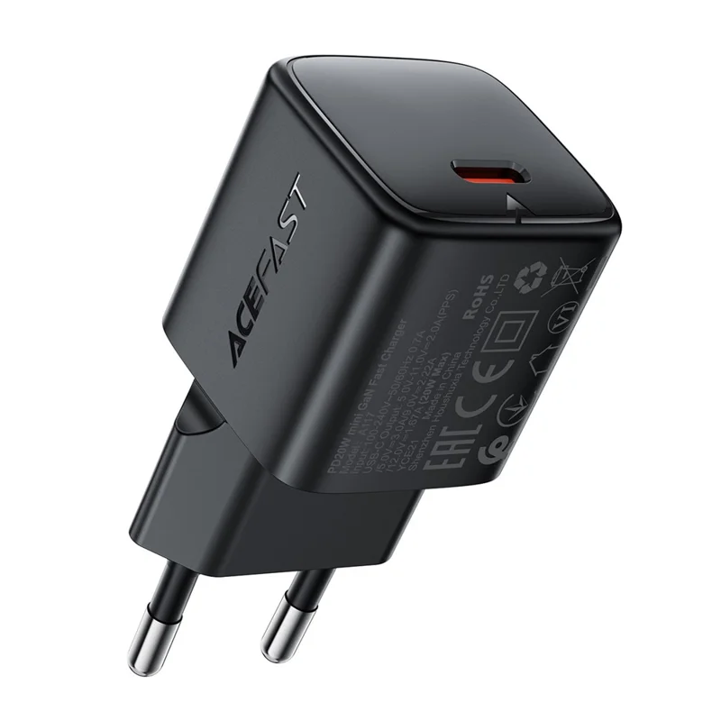 ACEFAST A117 Cargador USB-C PD de 20W Mini GaN para Uso en Casa y Viaje - Enchufe EU