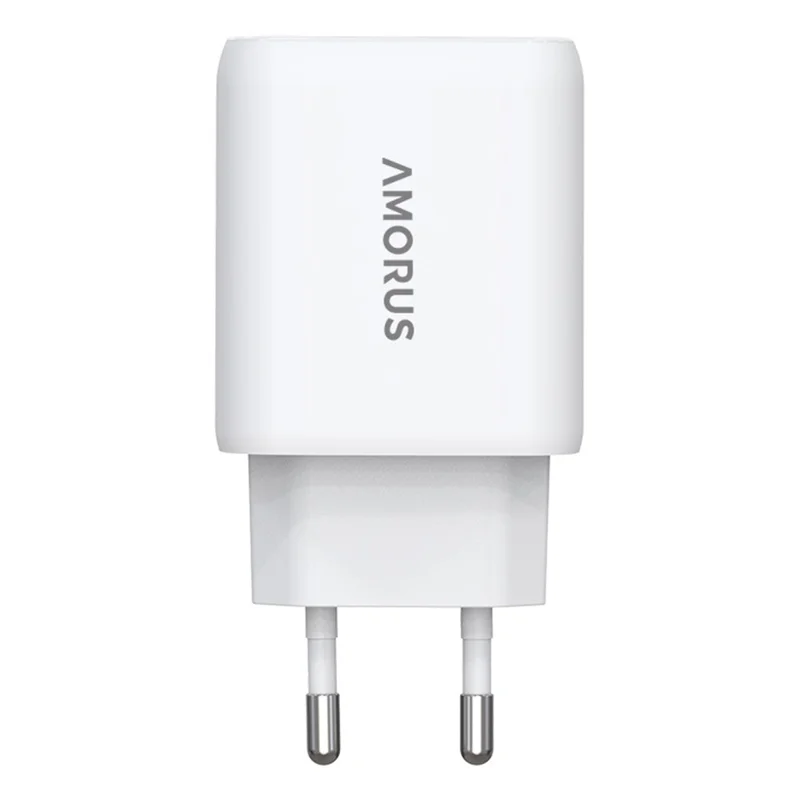 AMORUS PD 30W GAN Adaptador de Carga Rápida USB-A Tipo C de Doble Puerto para Teléfono y Tablet - Enchufe EU