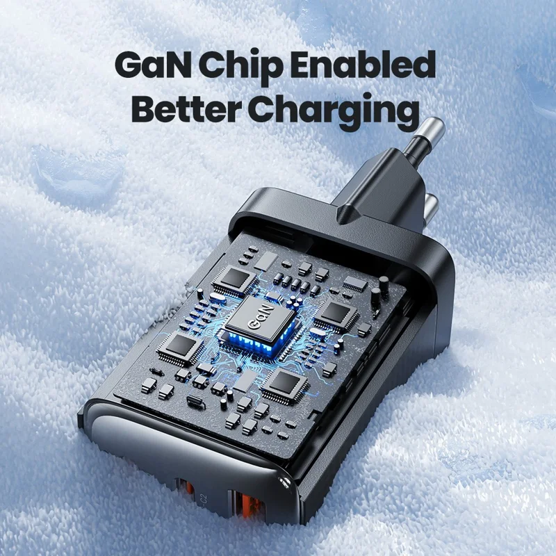 TOOCKI TCT65 شاحن حائط 65 واط 2C1A شاحن سريع متعدد المنافذ محول طاقة يو إس بي - أبيض / قابس الاتحاد الأوروبي