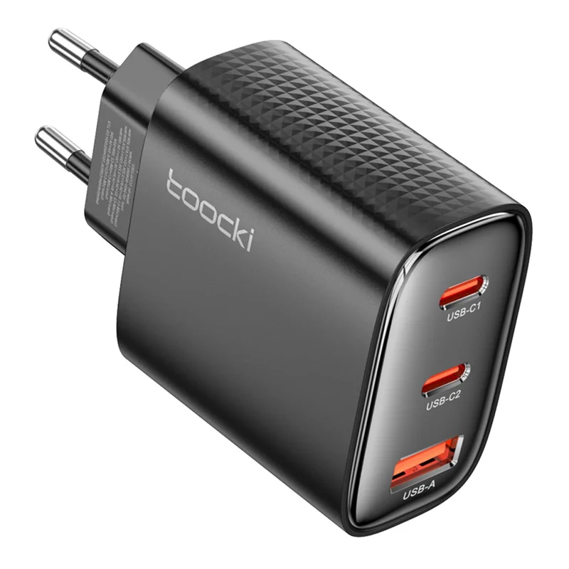Carregador de Parede TOOCKI TCT40 40W 2C1A Carregamento Rápido Adaptador de Energia USB Multi-Porta - Preto / Plug EU