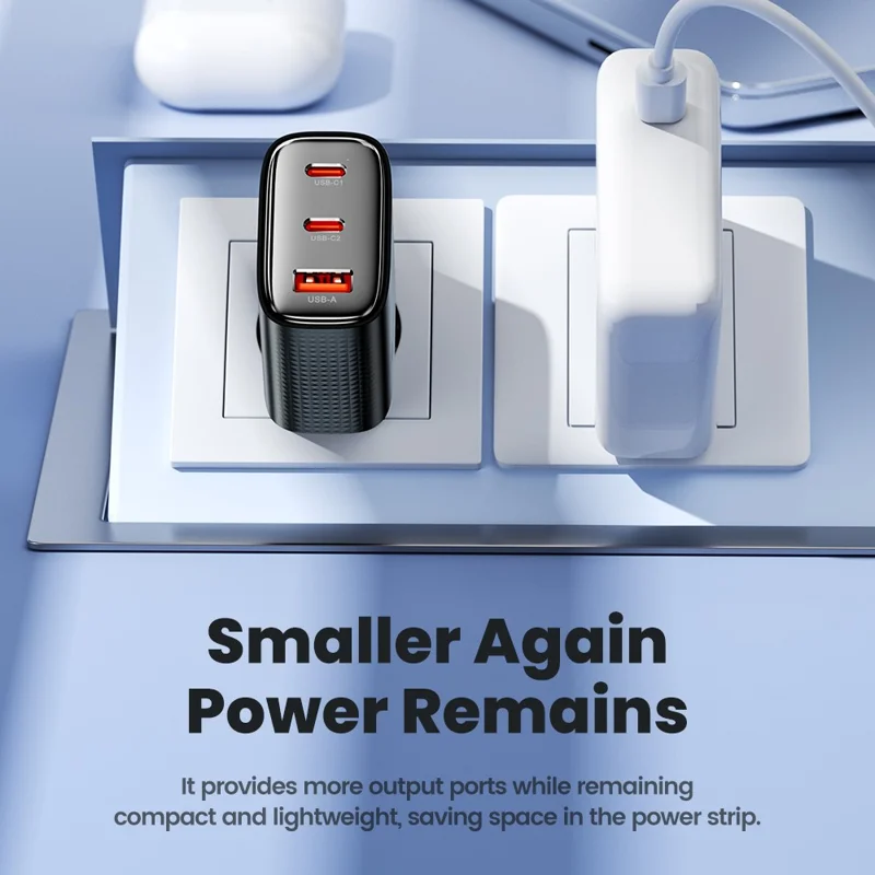 Carregador de Parede TOOCKI TCT40 40W 2C1A Carregamento Rápido Adaptador de Energia USB Multi-Porta - Preto / Plug EU