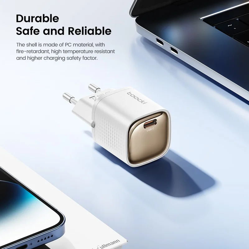 TOOCKI TCT20 PD 20W USB-C Wall Charger Fast Charging Adapter EU Plug - White