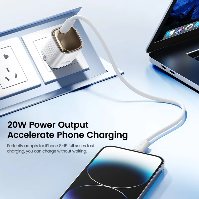 TOOCKI TCT20 PD 20W USB-C Wall Charger Fast Charging Adapter EU Plug - White