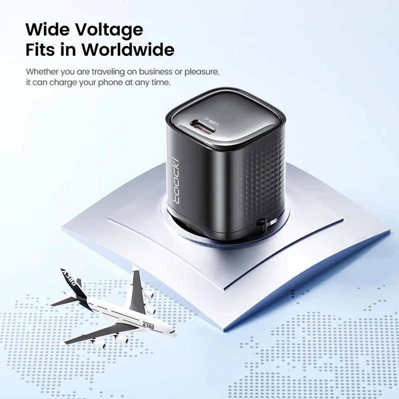 Carregador de Parede TOOCKI TCT20 PD 20W USB-C com Adaptador de Carregamento Rápido - Plug EU, Preto