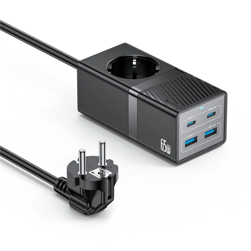 Station de charge YESIDO MC36 GaN USB-C USB-A 65W avec multiprise de charge rapide - Prise EU