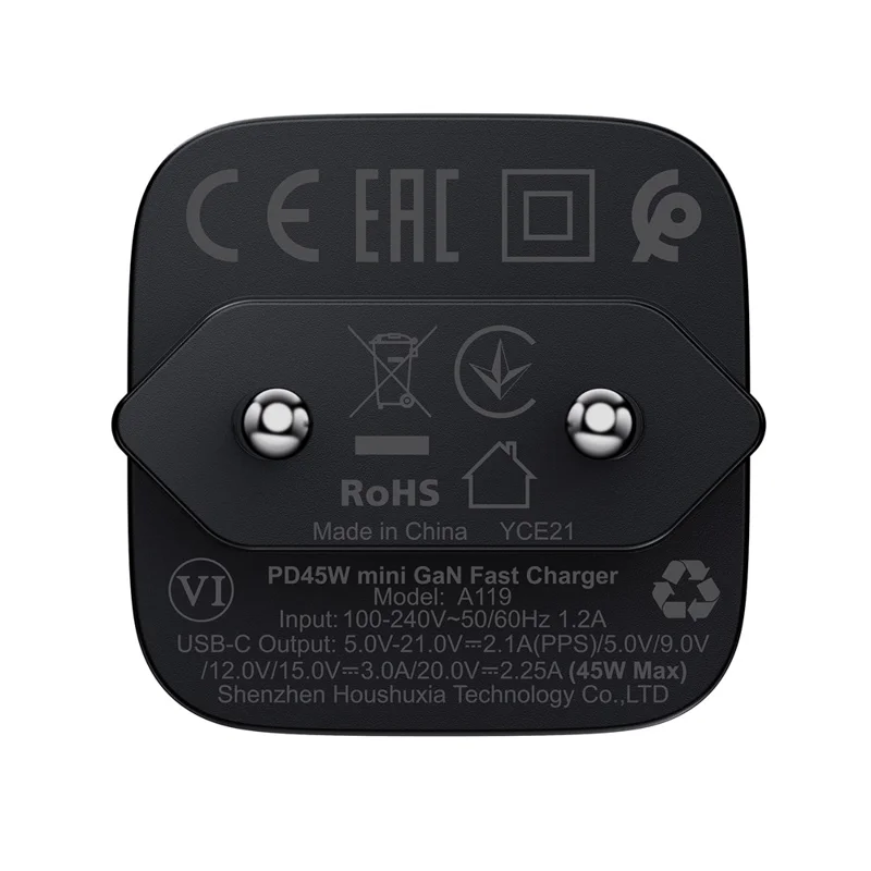 ACEFAST A119 USB-C Mini GaN Wandladegerät 45W PD Schnellladung Reiseadapter - EU-Stecker