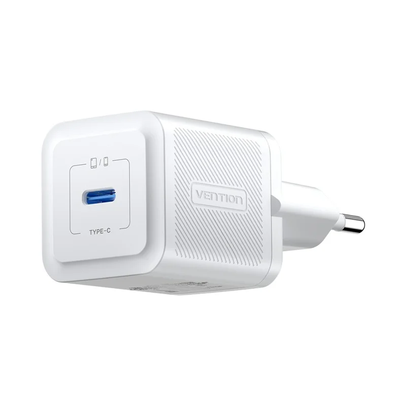 VENTION FEP Series EU Plug 20W Fast Charging GaN Wall Charger Portable USB Power Adapter - White