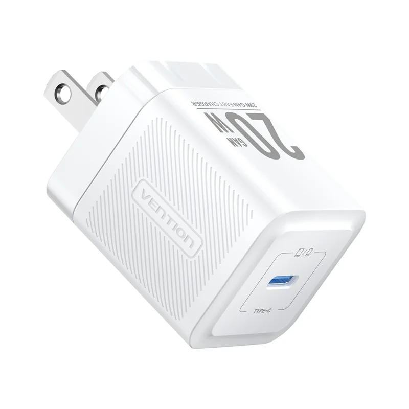 VENTION FEP Series US Plug 20W Fast Charging GaN Wall Charger Portable USB Power Adapter - White