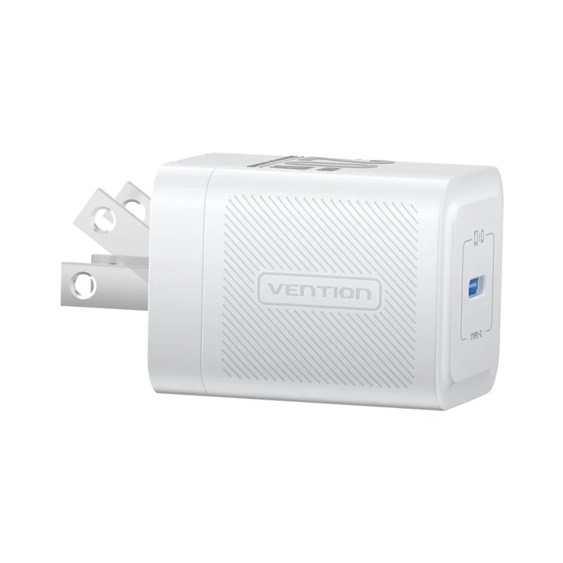 VENTION FEP Series US Plug 20W Fast Charging GaN Wall Charger Portable USB Power Adapter - White