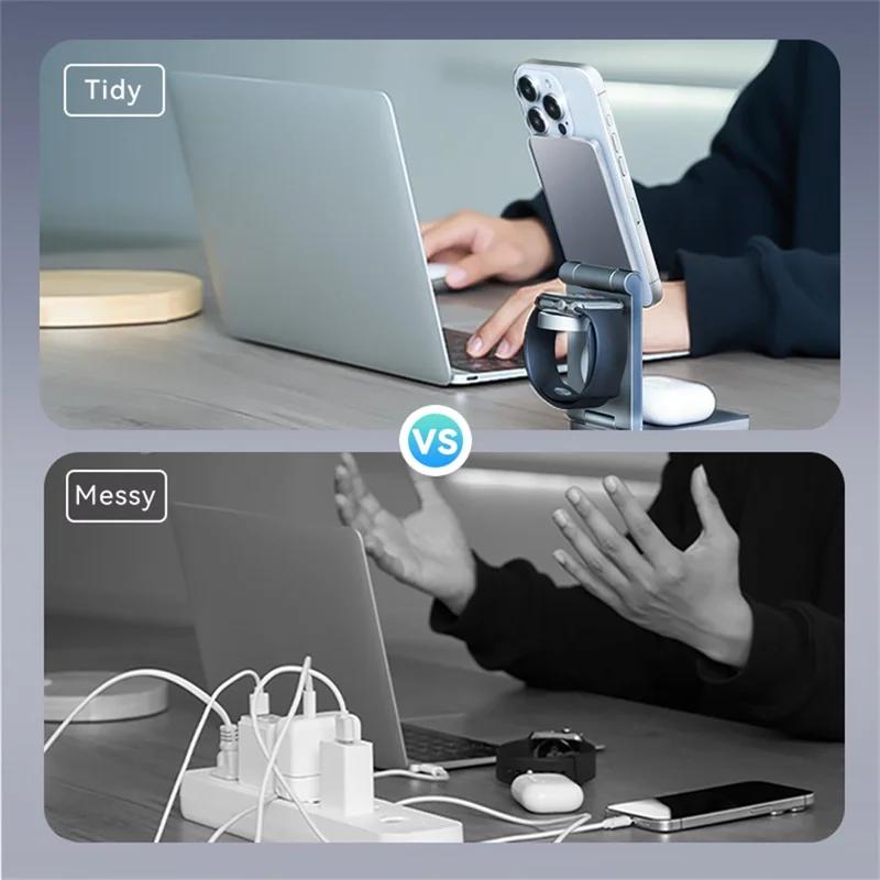 Soporte de carga inalámbrica magnético VENTION serie FGF 3 en 1 de 15W para teléfono móvil / Reloj / Auriculares