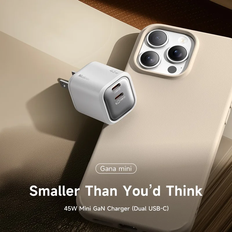 MCDODO CH-102 US Plug 45W Ultimate Mini GaN Charger Dual USB C Fast Charging Power Adapter - White