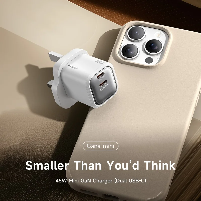 MCDODO CH-099 UK Plug 45W Ultimate Mini GaN Charger Dual USB C Fast Charging Power Adapter - White