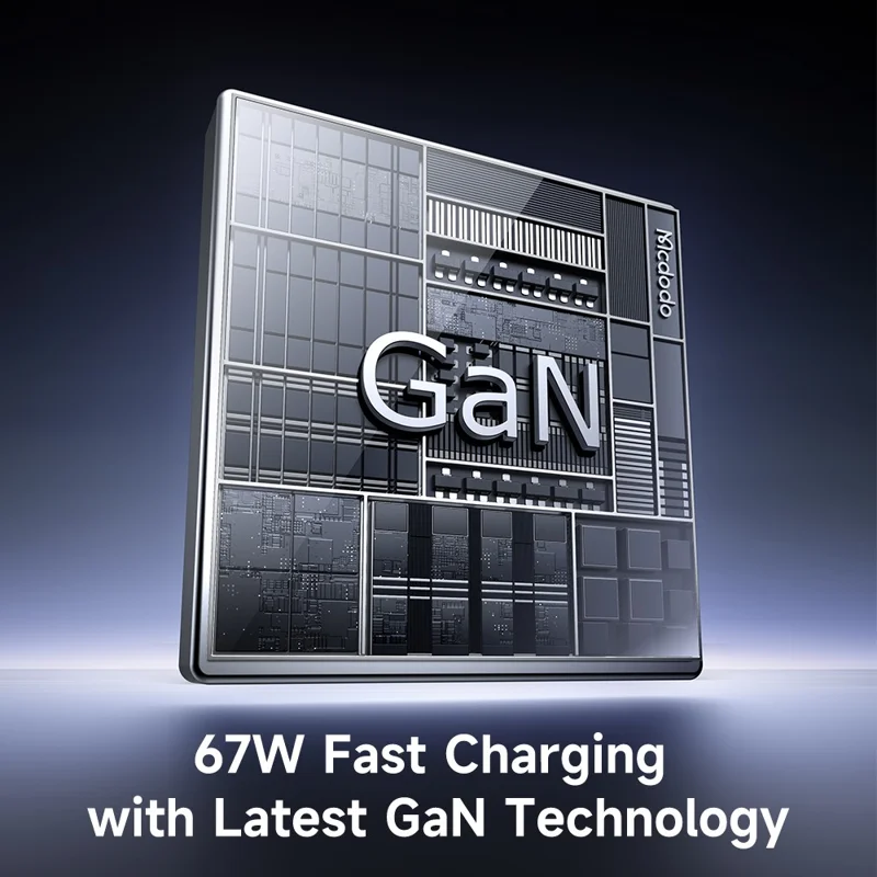 MCDODO CH-409 FreeGo 67W GaN Charger USB-C USB-A Power Adapter with Built-in Retractable Cable, UK Plug - White