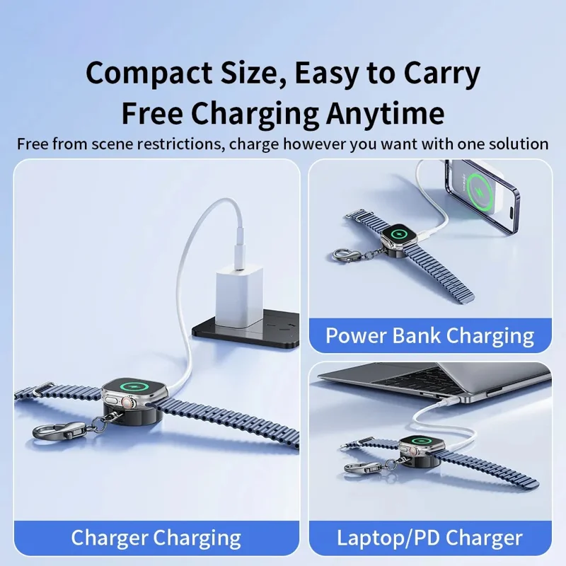 TRANYOO T-WF1 For Apple Watch Portable Magnetic Wireless Charger 5W Fast Charging with iP + Type C Interface