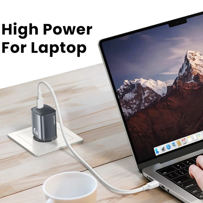 USAMS T66 45W Caricatore GaN Veloce Portatile Adattatore di Alimentazione per Telefono / Tablet / Laptop, Spina EU