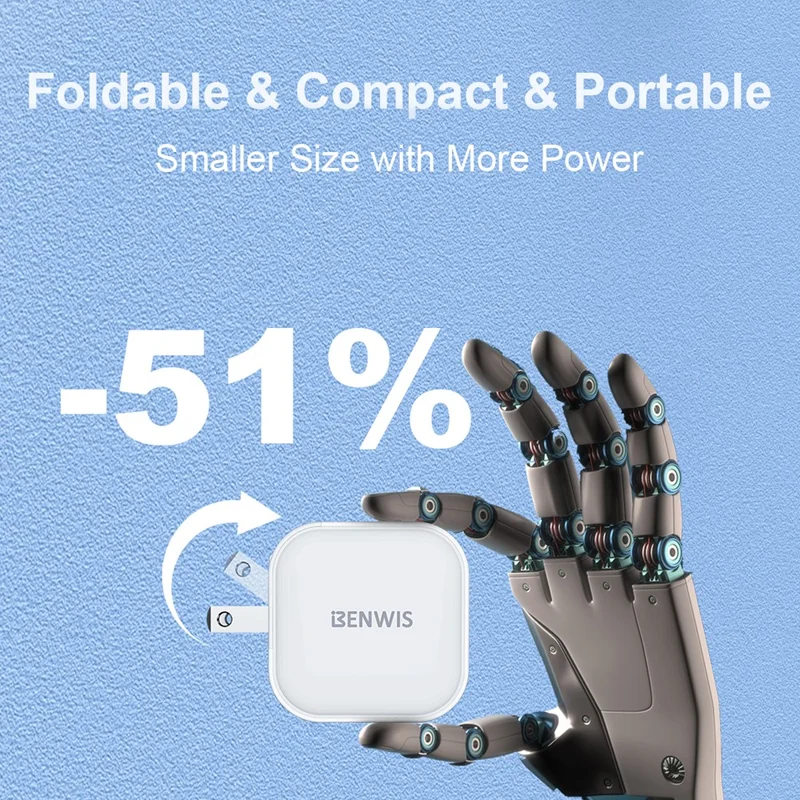 BENWIS 38W GaN Fast Charger Laptops Smartphones USB-C PD USB-A QC3.0 Charging Adapter - US Plug