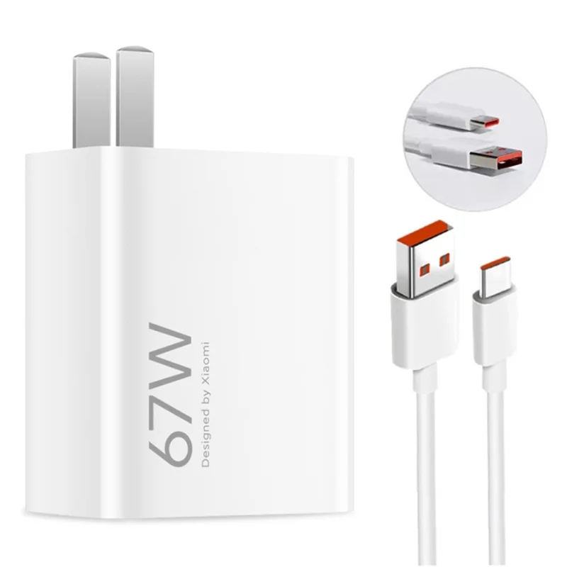 XIAOMI 67W USB Fast Charger with Type C Cable for Smartphone Laptop Fast Charging Adapter, CN Plug
