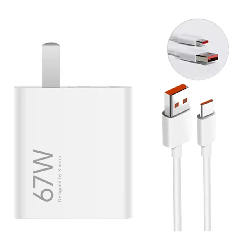 XIAOMI 67W USB Fast Charger with Type C Cable for Smartphone Laptop Fast Charging Adapter, CN Plug