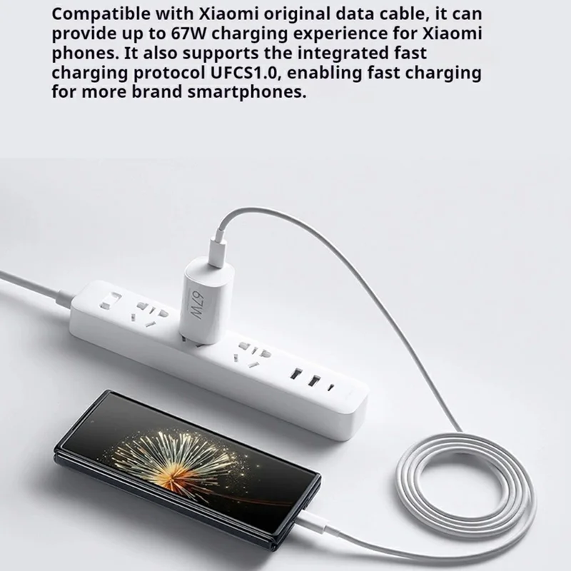 XIAOMI Portable 67W GaN Charger USB C Fast Charging Adapter with Type C Cable for Smartphone Laptop, CN Plug