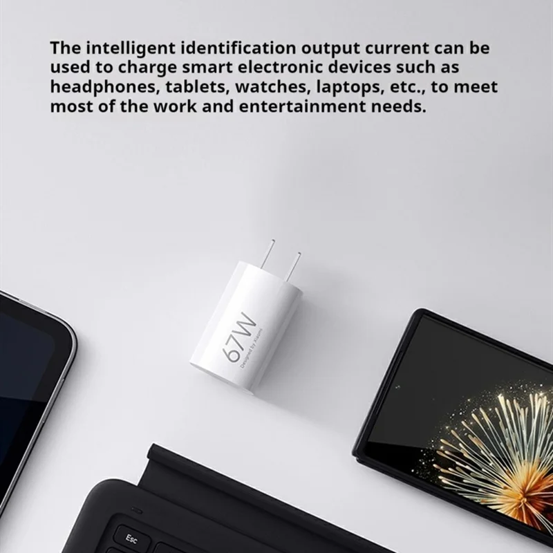 XIAOMI Portable 67W GaN Charger USB C Fast Charging Adapter with Type C Cable for Smartphone Laptop, CN Plug