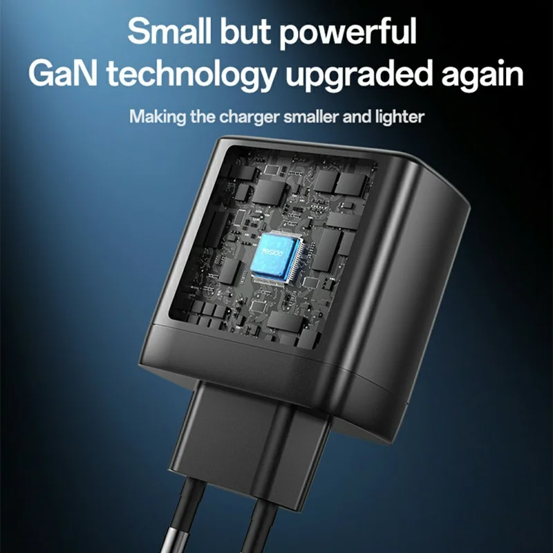 YESIDO YC144 EU Plug 65W GaN Charger 2 USB C + 1 USB A Fast Charging Adapter Multi-Protocol Compatible