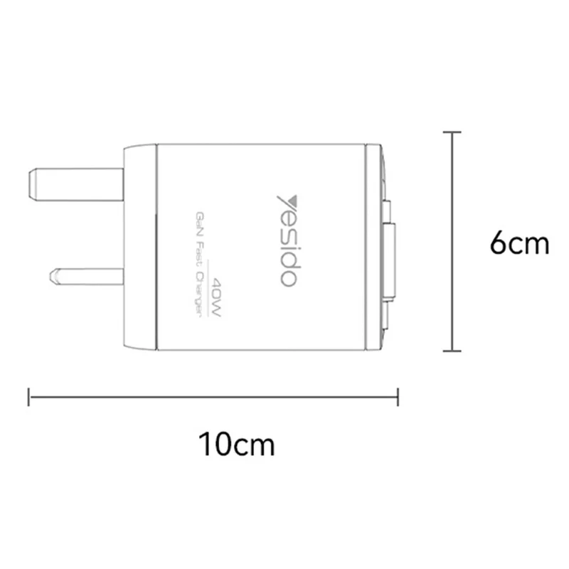 YESIDO YC146 UK Plug 67W GaN Charger with Retractable Type C Cable Digital Display Fast Charging Adapter