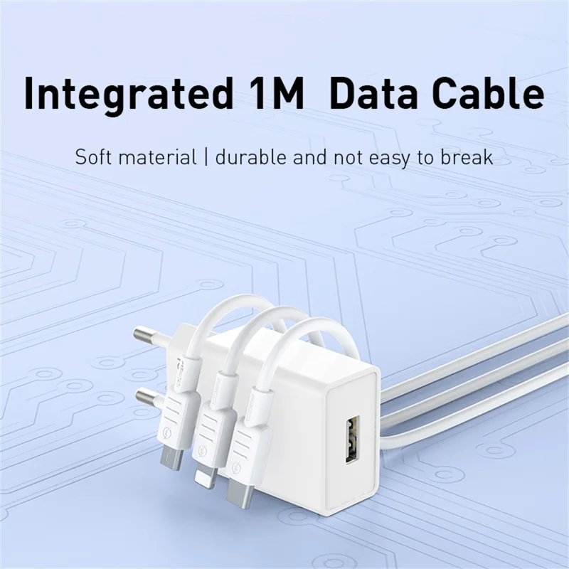 RECCI RC85EC EU Plug Power Adapter Portable 5V 2A USB Fast Charger with 1m USB to Type C Cable