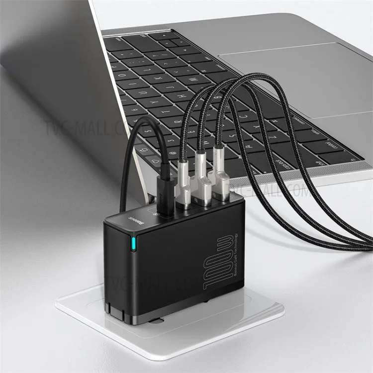 BASEUS GaN2 Pro 2 Type-C+2 USB Ports Quick Charger 100W with Type-C Charging Cable (CN Standard Plug) - Black