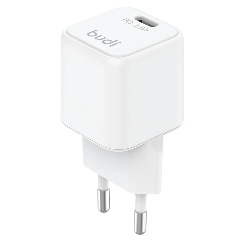 BUDI AC018EW 33W USB-C PD Mini GaN wandlader met enkele poort snellader, EU-stekker