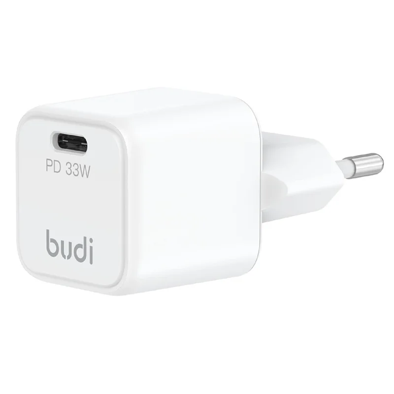 BUDI AC018EW 33W USB-C PD Mini GaN wandlader met enkele poort snellader, EU-stekker