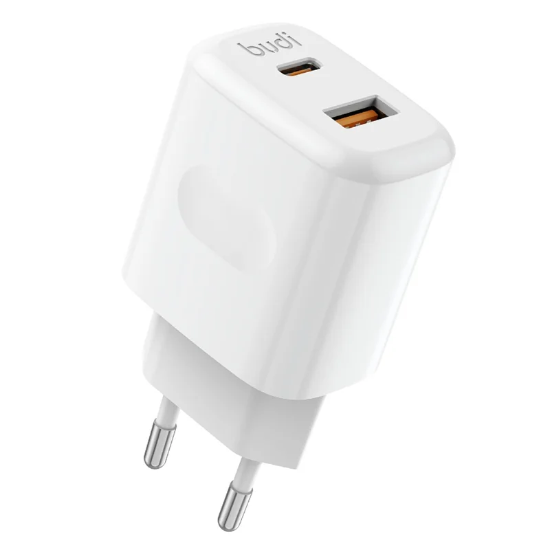 BUDI AC306ETTW 30W Travel Charger USB-A + Type-C Ports Power Adapter Set with 1.2m 65W USB-C Cable, EU Plug