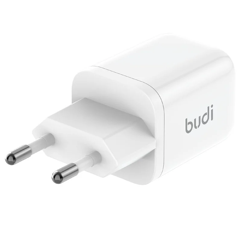 BUDI AC016RETTW 33W Dual USB-C Mini GaN Wall Charger Travel Set with 1.2M 65W USB-C Cable, EU Plug