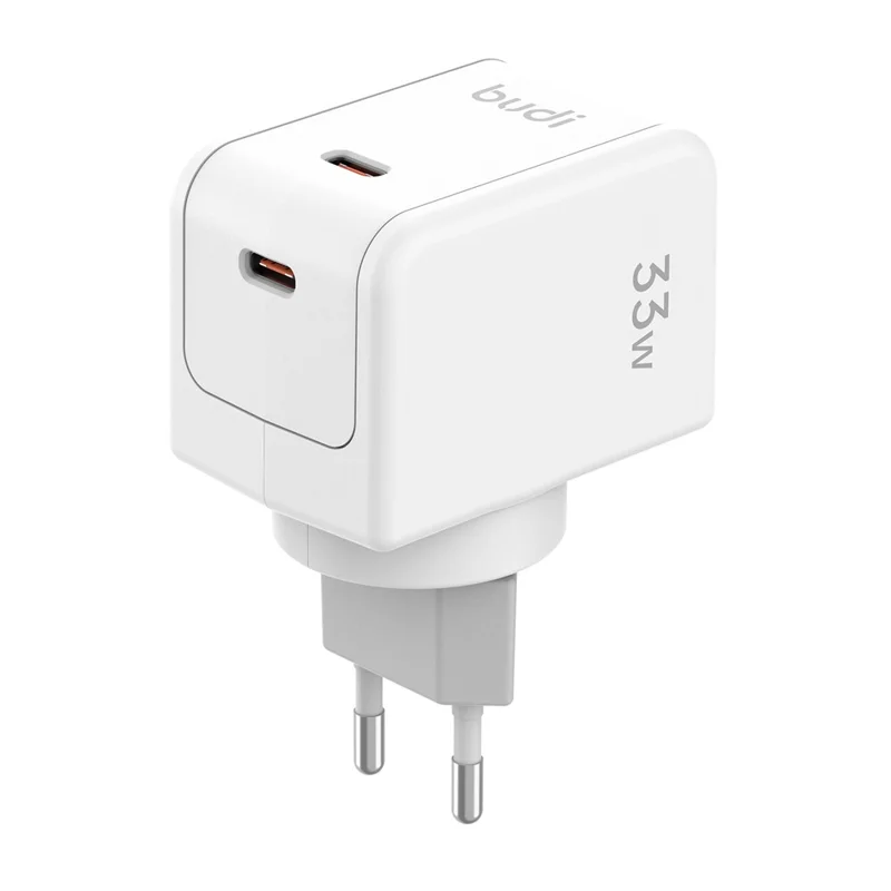 Ładowarka BUDI AC351EW z podwójnym portem USB-C PD 33 W, szybkie ładowanie, adapter podróżny z wtykiem UE