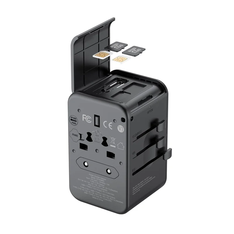 BUDI AC355B65 65W GaN Global Travel Charger 4 Type-C + USB-A Multi-Port Fast Charging Wall Charger Adapter