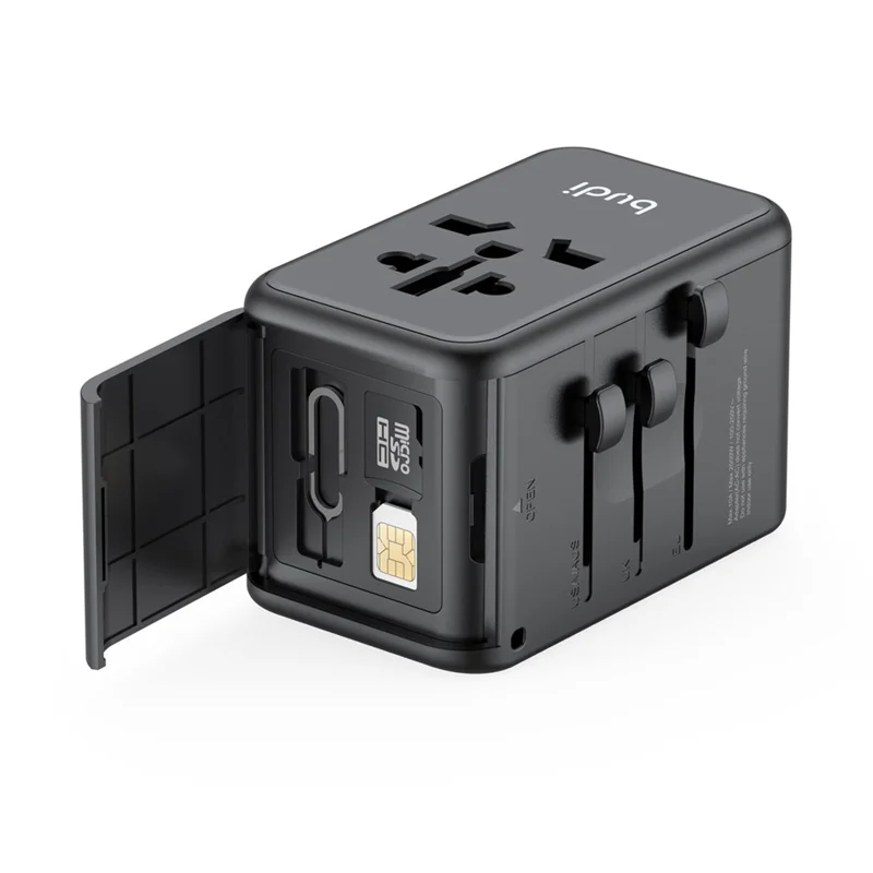 BUDI AC355B65 65W GaN Global Travel Charger 4 Type-C + USB-A Multi-Port Fast Charging Wall Charger Adapter