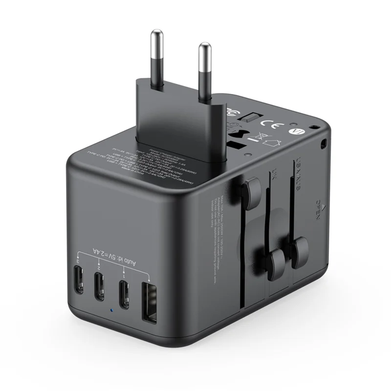 BUDI AC355B65 65W GaN Global Travel Charger 4 Type-C + USB-A Multi-Port Fast Charging Wall Charger Adapter