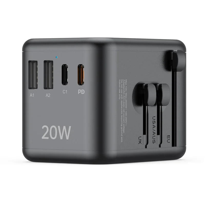 Carregador Global BUDI AC358B20 20W Adaptador de Energia de Carregamento Rápido com 2 Portas USB-C + 2 Portas USB-A