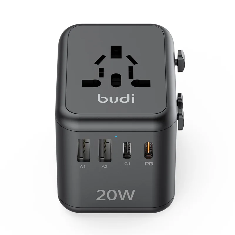 Carregador Global BUDI AC358B20 20W Adaptador de Energia de Carregamento Rápido com 2 Portas USB-C + 2 Portas USB-A