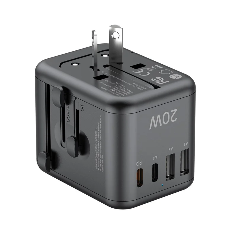 Carregador Global BUDI AC358B20 20W Adaptador de Energia de Carregamento Rápido com 2 Portas USB-C + 2 Portas USB-A