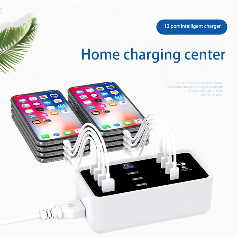 Carregador USB Multiporta CDA31-12 12 Portas QC3.0 + Estação de Carregamento Rápido PD para Telefone e Tablet - Plugue Europeu